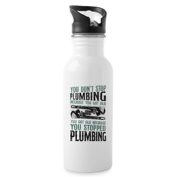 Plumbing Plumber Retired Vintage - Water bottle with straw - white - Right