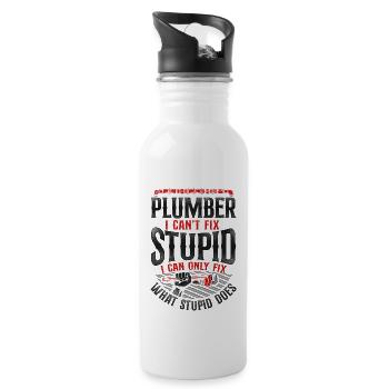 Plombier Plombier Vintage Plombier I - Gourde avec paille intégrée - blanc - Droite
