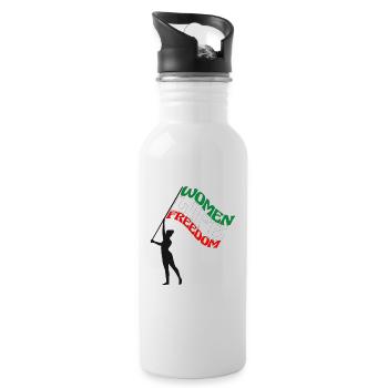 Cute Iranian Women - Women Life Freedom - Water bottle with straw - white - Right