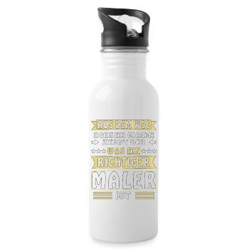 WAS EIN RICHTIGER MALER IST - Trinkflasche mit integriertem Trinkhalm - Weiß - Rechts