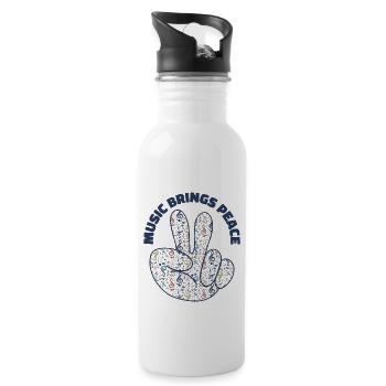 Peace Sign Vintage Glasses Peace Lover Positivity - Water bottle with straw - white - Right