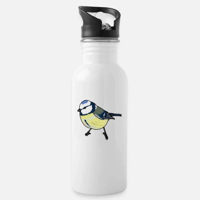 Mésange bleue Oiseau de l'année Mésange bleue - Gourde avec paille intégrée - blanc