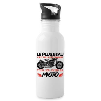 motard | meilleur motard fan de moto Motard ! - Gourde avec paille intégrée - blanc - Droite