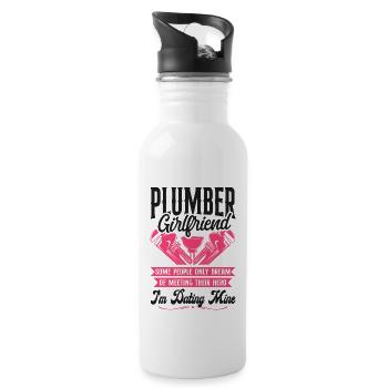 Plumbing Plumber Girlfriend - Water bottle with straw - white - Right
