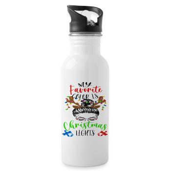 My Favorite Color Is Christmas Lights Messy Bun - Water bottle with straw - white - Right
