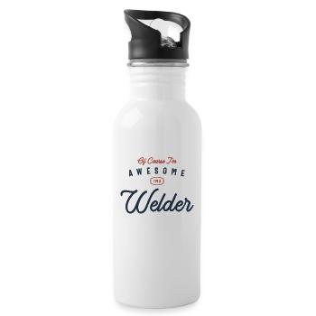 Welder Job Profession - Water bottle with straw - white - Right