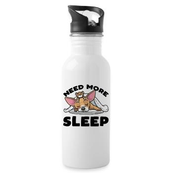 Chiweenie dog with cuddly toy sleeping slumber - Water bottle with straw - white - Right