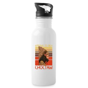 Proud To Be Choctaw Native American - Water bottle with straw - white - Right