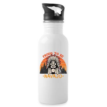 Proud To Be Navajo Native American - Water bottle with straw - white - Right