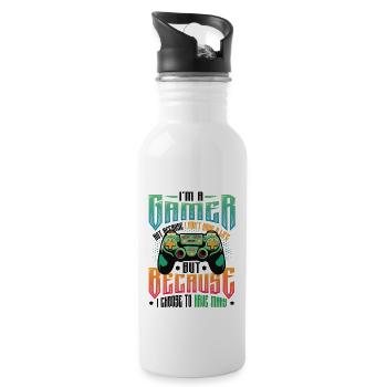 Gamers Have Many Lives Video Games Boys Play - Water bottle with straw - white - Right