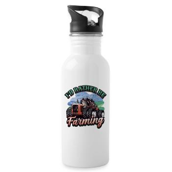 Ich Wäre Lieber Landwirt Tractor Farmer - Trinkflasche mit integriertem Trinkhalm - Weiß - Rechts