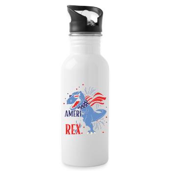 Ameri Saurus Rex 4 juillet Dinosaure Indépendance - Gourde avec paille intégrée - blanc - Droite
