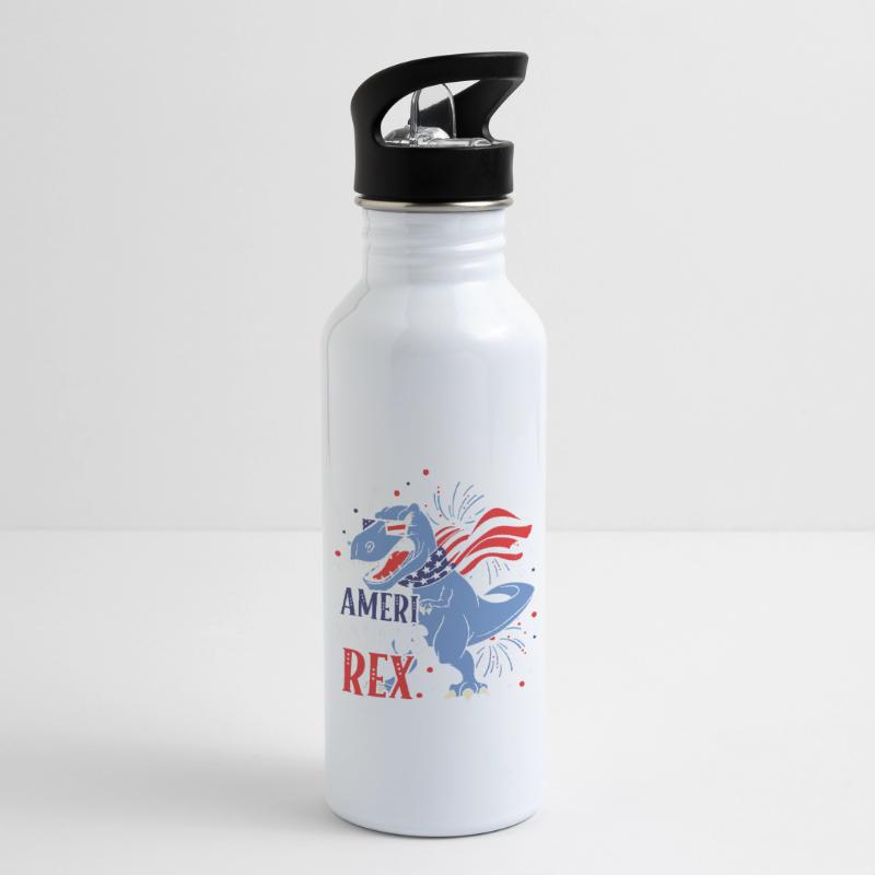Ameri Saurus Rex July 4 Dinosaur Independence Water bottle with straw