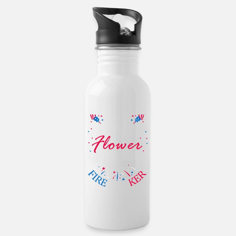 Pas fragile comme une fleur 4 juillet - Gourde avec paille intégrée - blanc