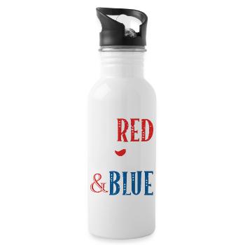 Red wine and blue July 4 liquor drink - Water bottle with straw - white - Right