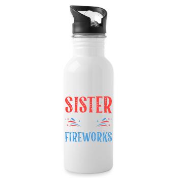 Becomes a Sister for Fireworks July 4 Feminist - Water bottle with straw - white - Right