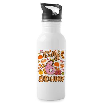 C’est mon 6 anniversaire automne feuille d’érable automne - Gourde avec paille intégrée - blanc - Droite