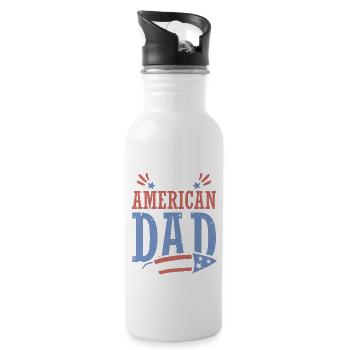 All American Dad 4. Juli Feuerwerkskörper - Trinkflasche mit integriertem Trinkhalm - Weiß - Rechts