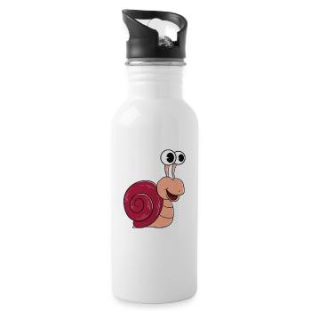 Meine Schnecke Ist Meine Valentine - Trinkflasche mit integriertem Trinkhalm - Weiß - Rechts