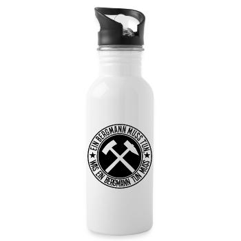 Ein Bergmann muss tun - Trinkflasche mit integriertem Trinkhalm - Weiß - Rechts
