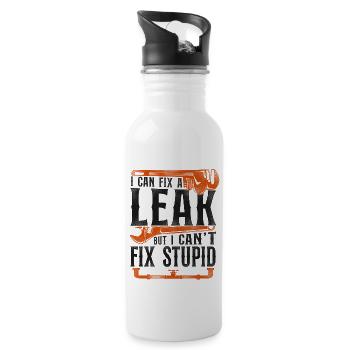 Plumbing Plumber Vintage I Can Fix - Water bottle with straw - white - Right