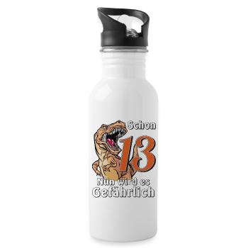 GEBURTSTAG Schon 13 - Trinkflasche mit integriertem Trinkhalm - Weiß - Rechts