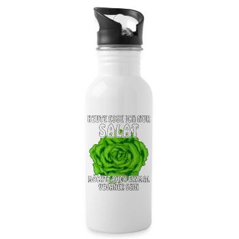 HEUTE ESSE ICH NUR SALAT - Trinkflasche mit integriertem Trinkhalm - Weiß - Rechts