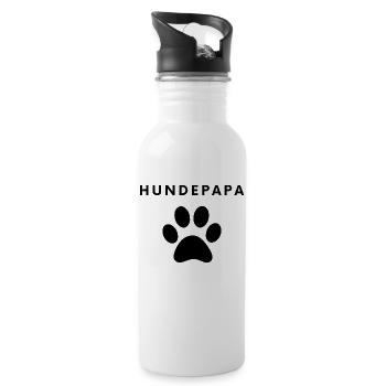 Hundepapa - Trinkflasche mit integriertem Trinkhalm - Weiß - Rechts