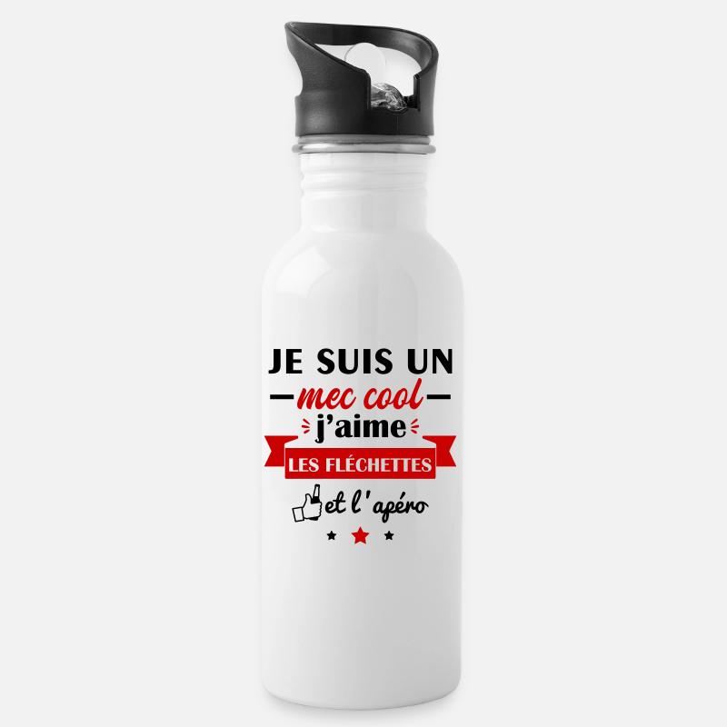 Mec cool fléchettes, idée cadeau fléchette - Gourde avec paille intégrée - blanc