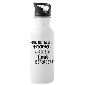 Nur die beste Mama wird zur Oma befördert - Trinkflasche mit integriertem Trinkhalm - Weiß - Rechts