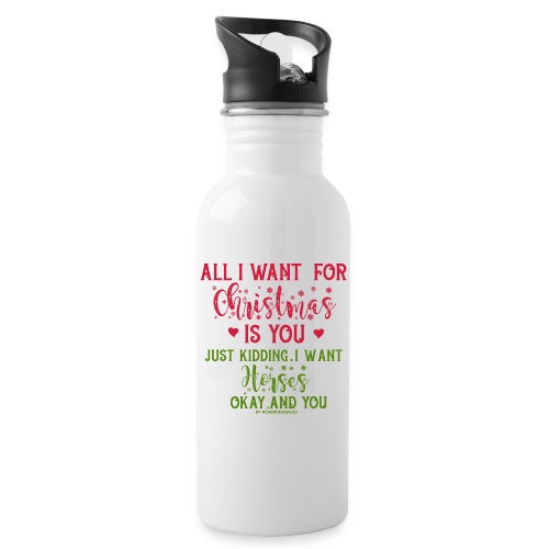 Alles was ich zu Weihnachten möchte - Pferde - Trinkflasche mit integriertem Trinkhalm