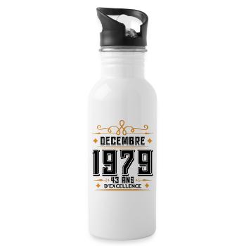 né en DÉCEMBRE 1979, 43 ans, cadeau d'anniversaire - Gourde avec paille intégrée - blanc - Droite