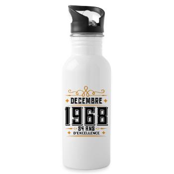 né en DÉCEMBRE 1968, 54 ans, cadeau d'anniversaire - Gourde avec paille intégrée - blanc - Droite