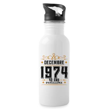 né en DÉCEMBRE 1974, 48 ans, cadeau d'anniversaire - Gourde avec paille intégrée - blanc - Droite