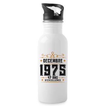 né en DÉCEMBRE 1975, 47 ans, cadeau d'anniversaire - Gourde avec paille intégrée - blanc - Droite