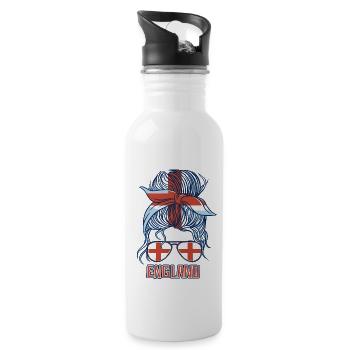 England Girl football World Cup English flag - Water bottle with straw - white - Right