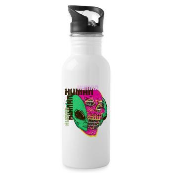 Human Alien Fusion Stylish art - Trinkflasche mit integriertem Trinkhalm - Weiß - Rechts
