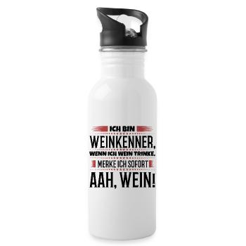 Weinkenner sind die besten - Trinkflasche mit integriertem Trinkhalm - Weiß - Rechts