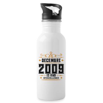 né en DÉCEMBRE 2009, 13 ans, cadeau anniversaire. - Gourde avec paille intégrée - blanc - Droite