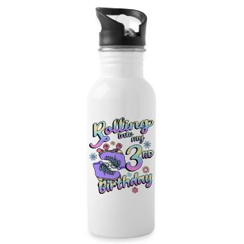 Rolling Into My 3rd Birthday Quad Skater - Trinkflasche mit integriertem Trinkhalm - Weiß - Rechts