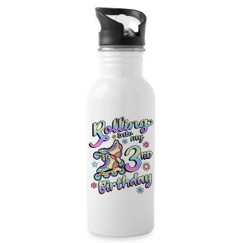 Roulant dans mon 3ème anniversaire roller skater inline - Gourde avec paille intégrée - blanc - Droite