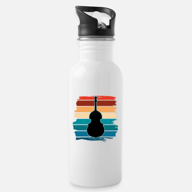 Kontrabass - Trinkflasche mit integriertem Trinkhalm - Weiß