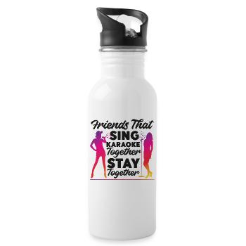 Karaoke Singer 80s Retro Friends - Trinkflasche mit integriertem Trinkhalm - Weiß - Rechts