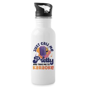 Karaoke Singer 80s Retro Just Call - Trinkflasche mit integriertem Trinkhalm - Weiß - Rechts