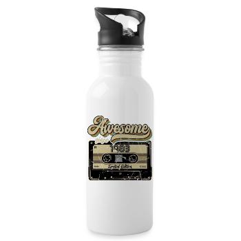 1983 vintage birthday retro vintage gift - Water bottle with straw - white - Right