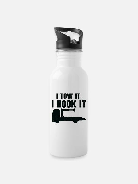 Abschleppwagenfahrer Geschickter Trucker - Trinkflasche mit integriertem Trinkhalm - Weiß