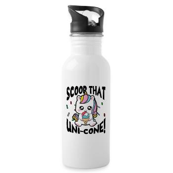 Rainbow Cute Unicorn Ice Cream Lover Mythical - Water bottle with straw - white - Right