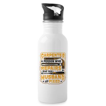 Funny Woodworking Carpenter - Water bottle with straw - white - Right