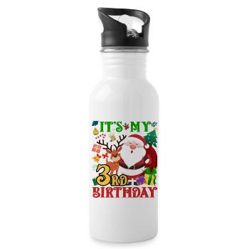 It's my 3rd birthday Santa Claus - Water bottle with straw - white - Right