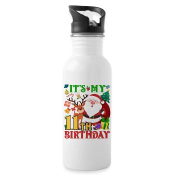 It's my 11th birthday Santa Claus - Water bottle with straw - white - Right